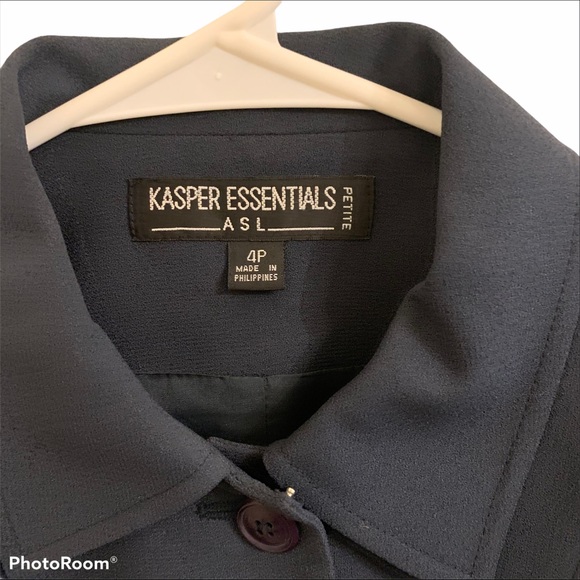 Kasper Essentials ASL Petites Navy Blazer Sz 4P - Picture 3 of 5